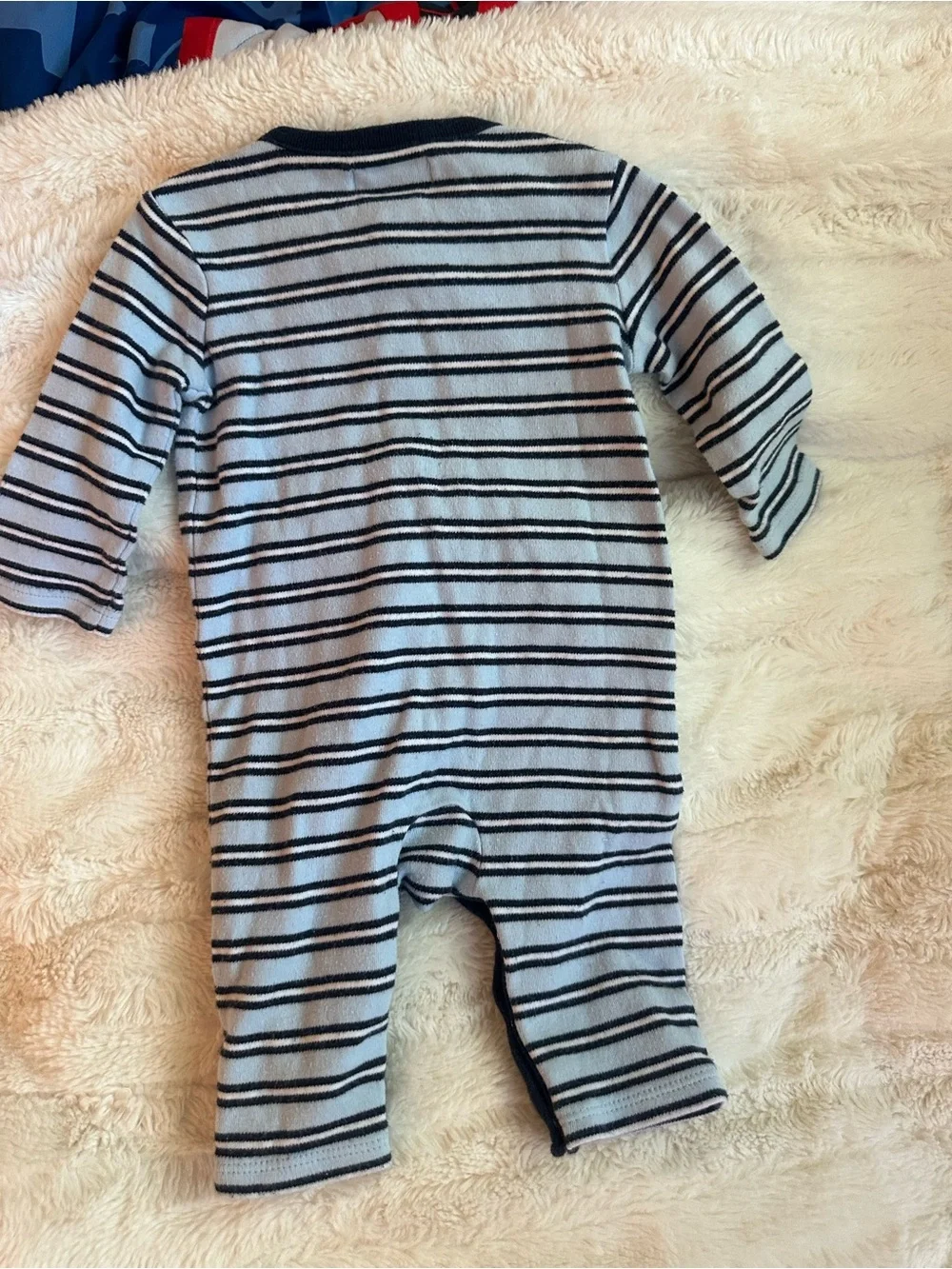 Ralph Lauren Light Blue & Navy Striped Infant One-Piece